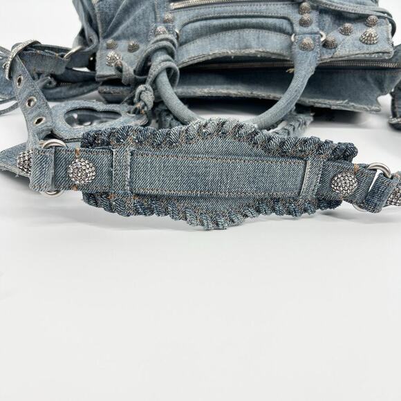 AUTHENTIC BALENCIAGA Neo Cagole City Handbag Denim Rhinestone Bag 2023 - Picture 11 of 12